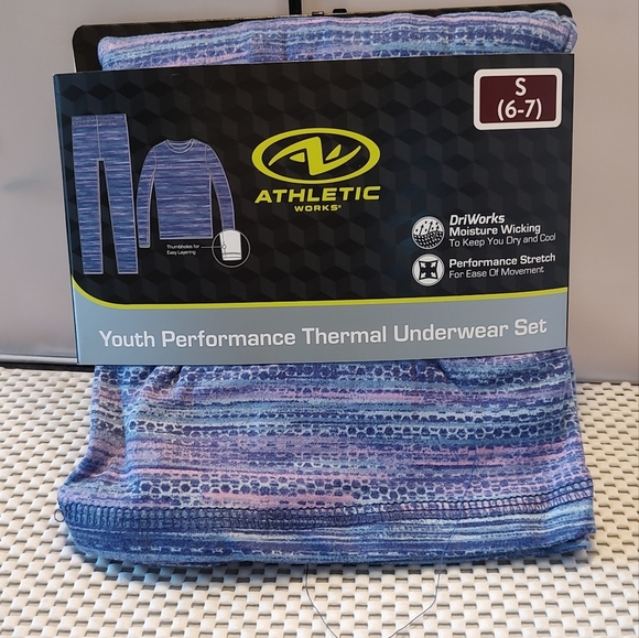 Youth Performance Thermal Underwear Set Athletic Works Girls Purple Pink - Picture 5 of 8